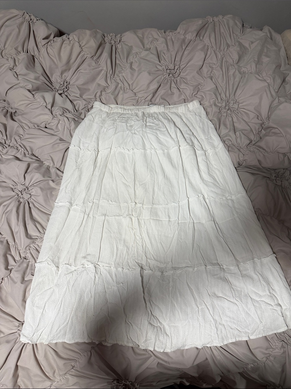Hollister White Tiered Maxi Skirt - Lightweight Women's Skirt